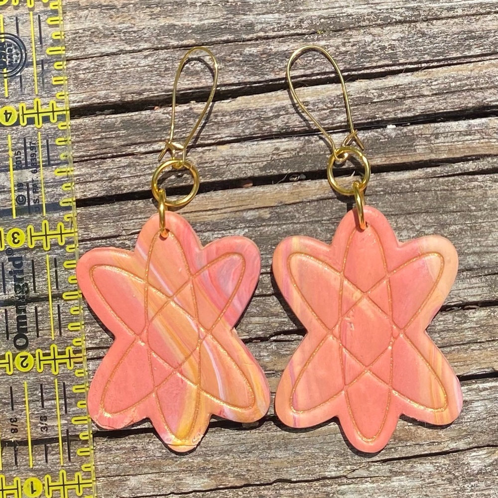 Pink and Gold Flower Earrings
